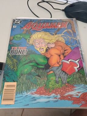 DC Aquaman Comic Cover — Blue, Green, Orange, Yellow, Purple In A Sleeve